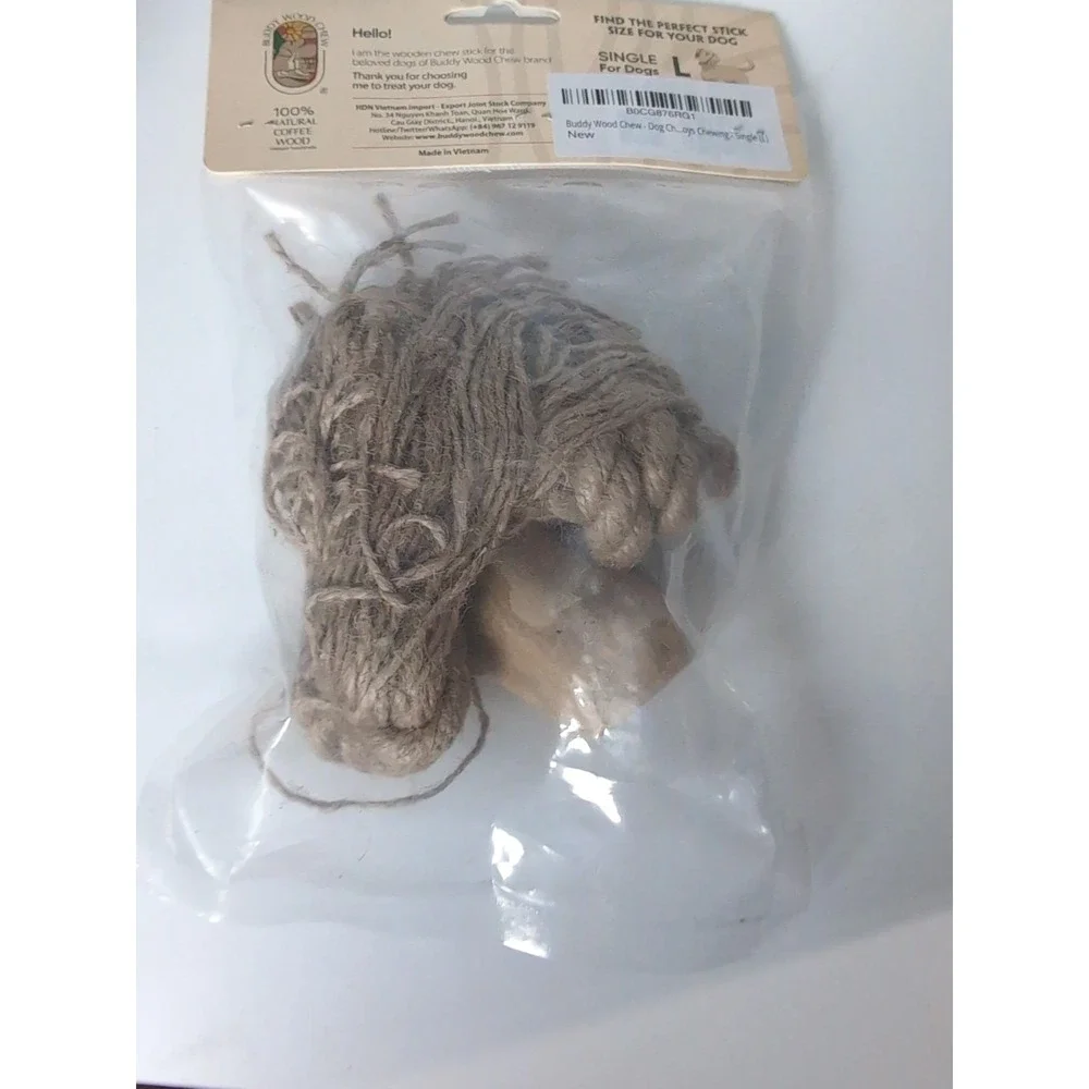 Buddy Natural coffee Wood Dog Chew‎ With Rope